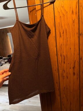 H&M Brown Textured Mini Dress